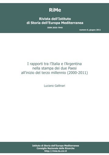 I rapporti tra l'Italia e l'Argentina nella stampa dei due ... - RiMe - Cnr