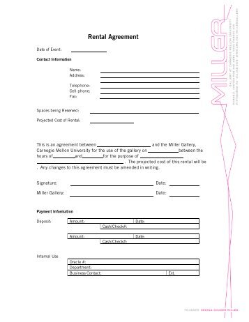 Rental Agreement Form - Miller Gallery - Carnegie Mellon University
