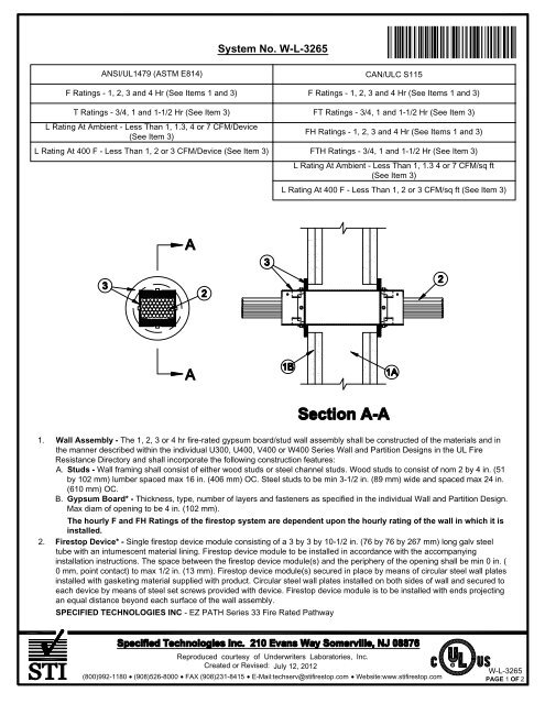 W-L-3265 - STI - Specified Technologies Inc