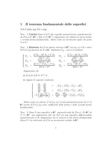 1 Il teorema fondamentale delle superfici