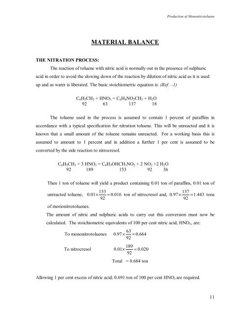 MATERIAL BALANCE