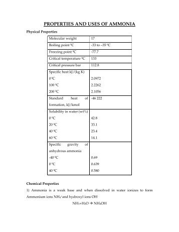 PROPERTIES AND USES OF AMMONIA - s ...