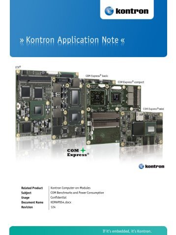 COM Benchmarks and Power Consumption - Diamond Point ...