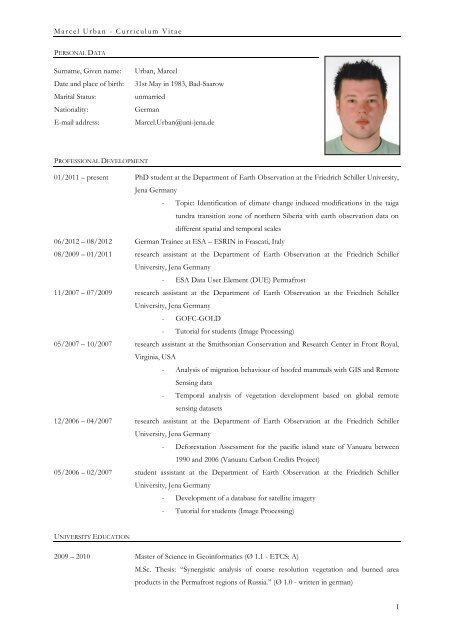 Curriculum Vitae (PDF) - Fernerkundung Jena