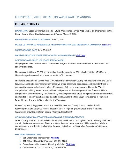 Wastewater Planning County Fact Sheets - New Jersey Future