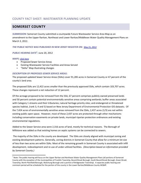 Wastewater Planning County Fact Sheets - New Jersey Future