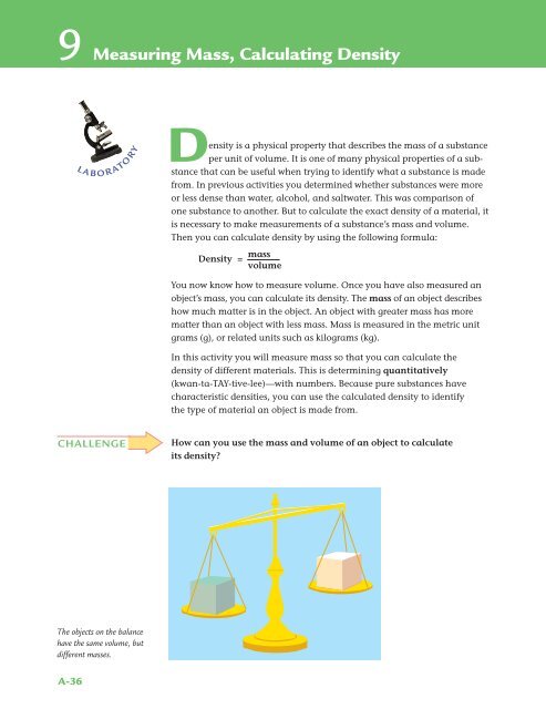 9 Measuring Mass, Calculating Density - EZWebSite