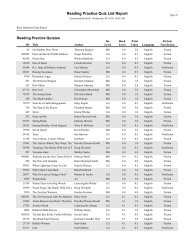 Reading Practice Quiz List Report - EZWebSite