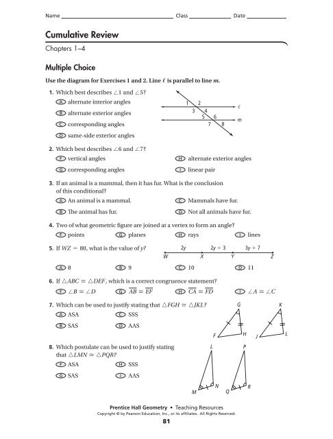 Cumulative Review The Oakwood School