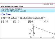 Aim: Review for FINAL EXAM