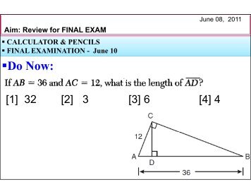 Aim: Review for FINAL EXAM