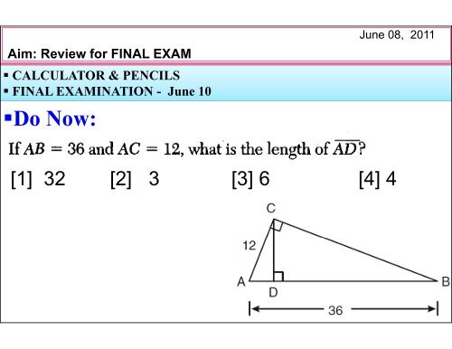 Aim: Review for FINAL EXAM