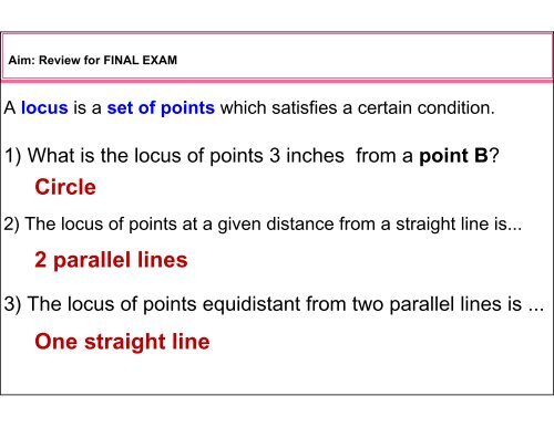 Aim: Review for FINAL EXAM