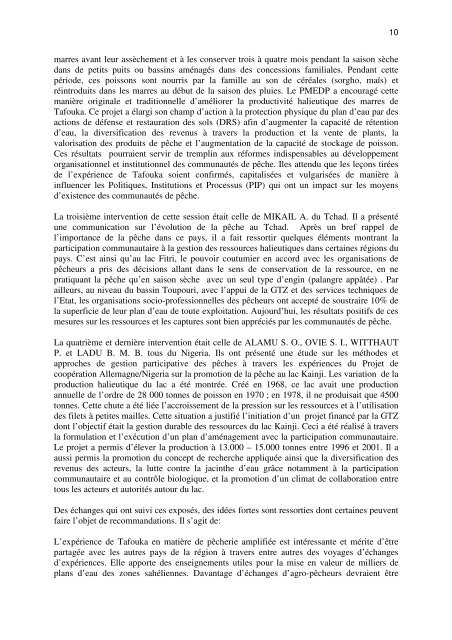 RAPPORT GENERAL DE L'ATELIER ... - Nefisco.org