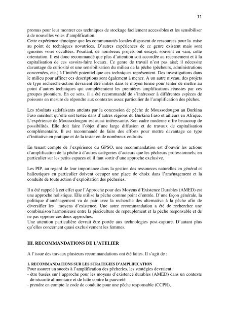 RAPPORT GENERAL DE L'ATELIER ... - Nefisco.org