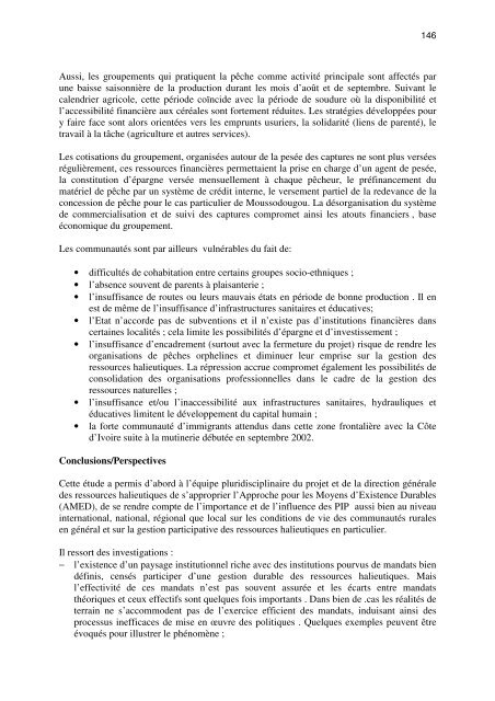 RAPPORT GENERAL DE L'ATELIER ... - Nefisco.org