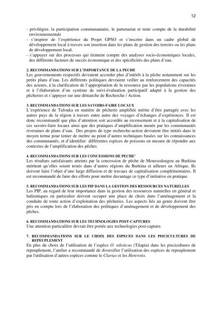 RAPPORT GENERAL DE L'ATELIER ... - Nefisco.org