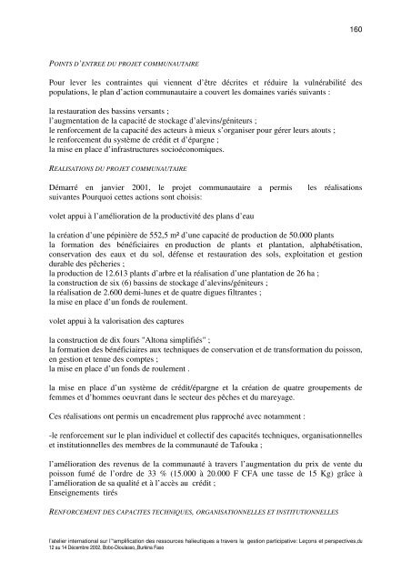 RAPPORT GENERAL DE L'ATELIER ... - Nefisco.org