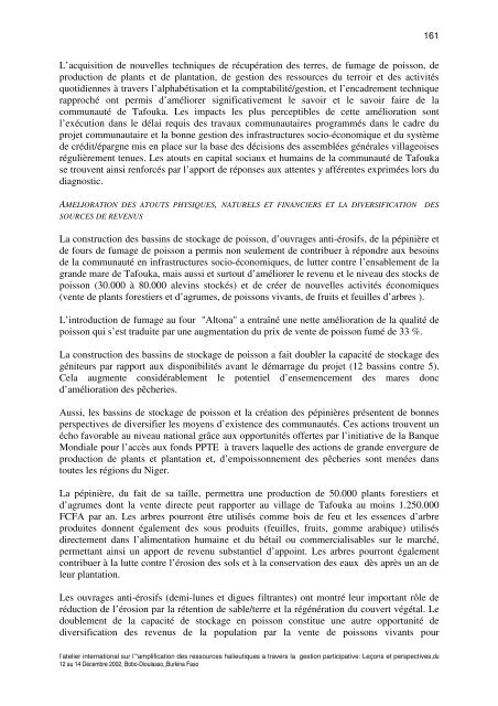 RAPPORT GENERAL DE L'ATELIER ... - Nefisco.org