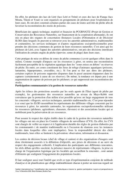 RAPPORT GENERAL DE L'ATELIER ... - Nefisco.org