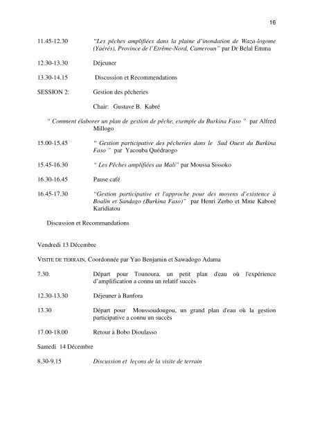 RAPPORT GENERAL DE L'ATELIER ... - Nefisco.org