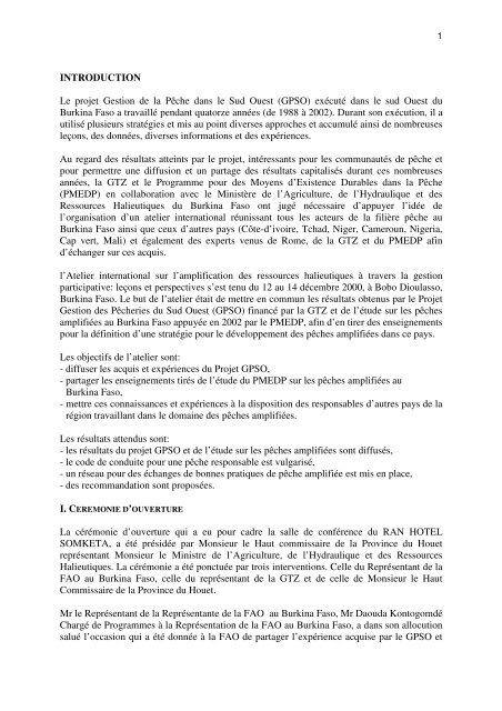 RAPPORT GENERAL DE L'ATELIER ... - Nefisco.org