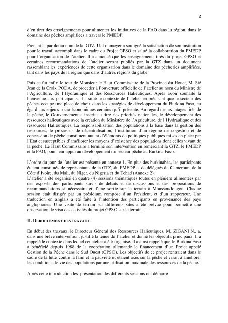 RAPPORT GENERAL DE L'ATELIER ... - Nefisco.org