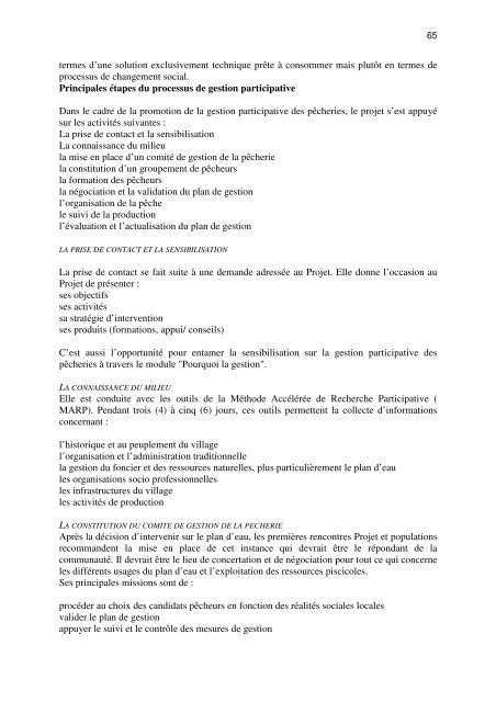 RAPPORT GENERAL DE L'ATELIER ... - Nefisco.org