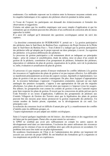 RAPPORT GENERAL DE L'ATELIER ... - Nefisco.org