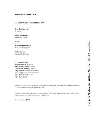 Le programme - Salle Pleyel