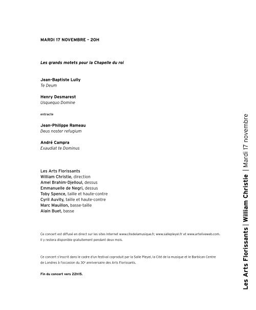 Le programme - Salle Pleyel