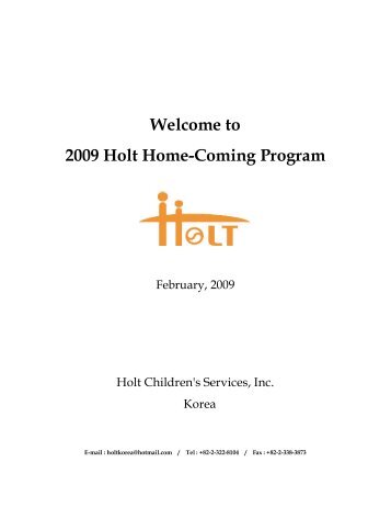 Welcome to 2009 Holt Home-Coming Program - Holt International