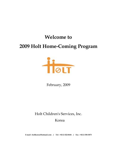 Welcome to 2009 Holt Home-Coming Program - Holt International