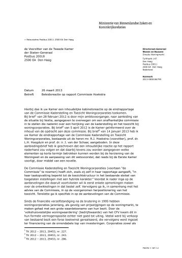 Kamerbrief beleidsreactie op rapport Commissie ... - Rijksoverheid.nl