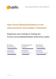 Open Access Bestandsaufnahme an den ... - Universität Wien