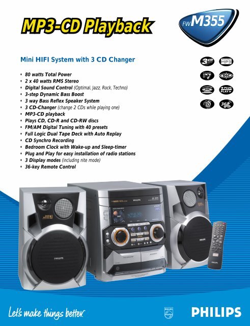 Mini HIFI System with 3 CD Changer - Philips