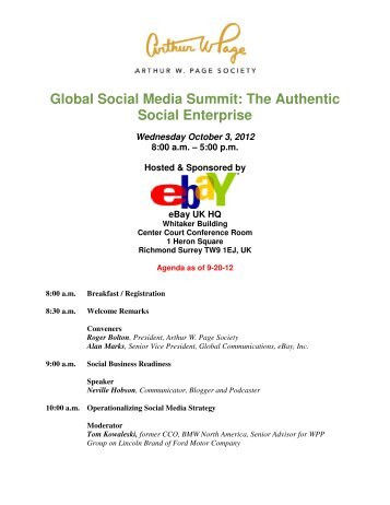 Global Social Media Summit - The Arthur Page Society