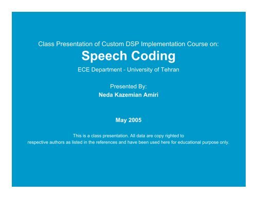 Speech Coding