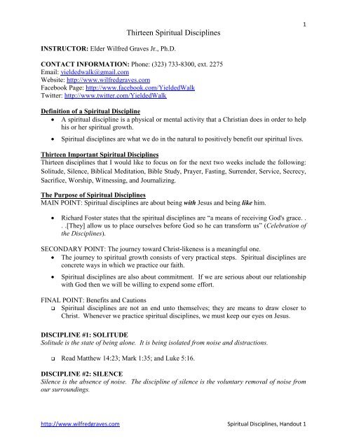 Thirteen Spiritual Disciplines Wilfred Graves - 