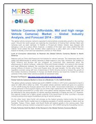 Latest Vehicle Cameras Market - Global Industry Analysis, and Forecast 2014 - 2020