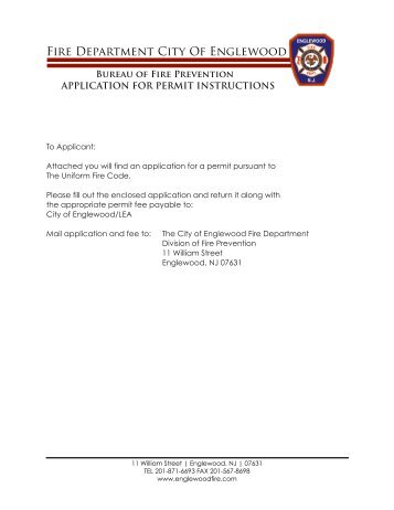 Uniformed Fire Code Permit Application - City of Englewood
