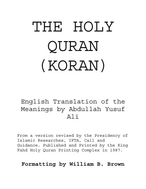 THE HOLY QURAN (KORAN) - Get Ordained Online