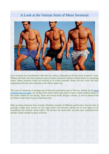 different types of men's swimwear