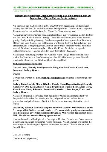 Bericht 40 jÃ¤hriges JubilÃ¤um SchÃ¼tzenhaus - SSV Klein-Bieberau ...