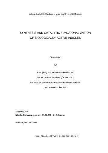 synthesis and catalytic functionalization of biologically active indoles