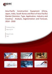 Asia-Pacific Construction Equipment (China, Japan, India, South Korea and Rest of Asia-Pacific) Market (Solution, Type, Application, Industry and Country) - Analysis, Segmentation and Forecast, 2014 - 2020