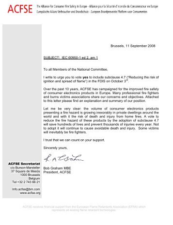 BG Letter IEC 60950 ACFSE Letterhead 11sept08