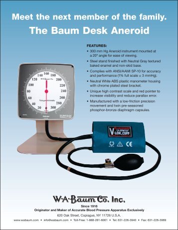 Desk Aneroid Data Sheet - WA Baum Co. Inc.