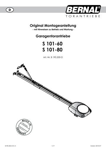 S 101-60 S 101-80 - BERNAL Torantriebe GmbH