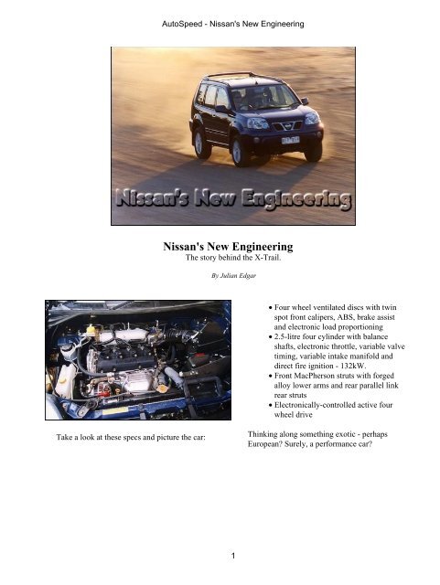 Nissan's New Engineering - Australian Nissan X-Trail Forum and Store